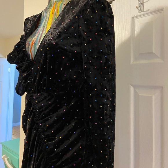 NWOT Topshop Petite Black Velvet Open-Back Dress, Petite size 8 - Picture 7 of 16